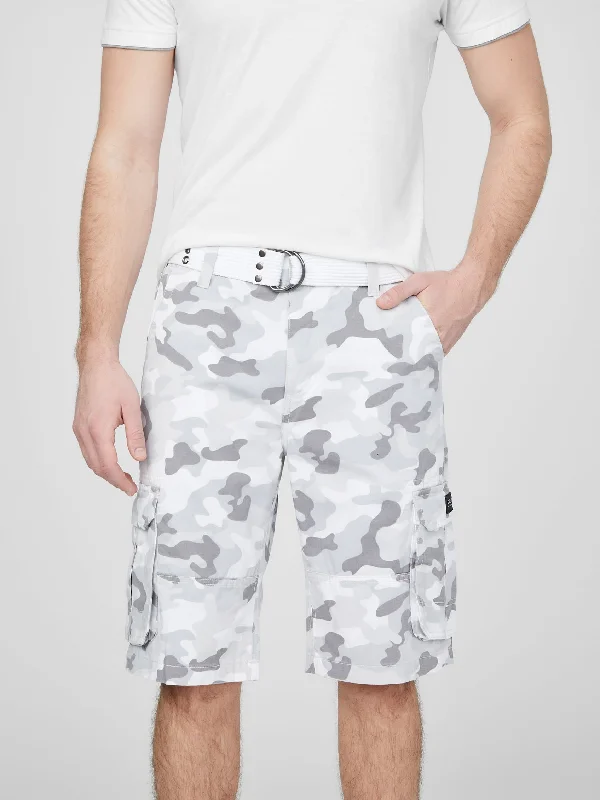 Karl White Camo Cargo Shorts