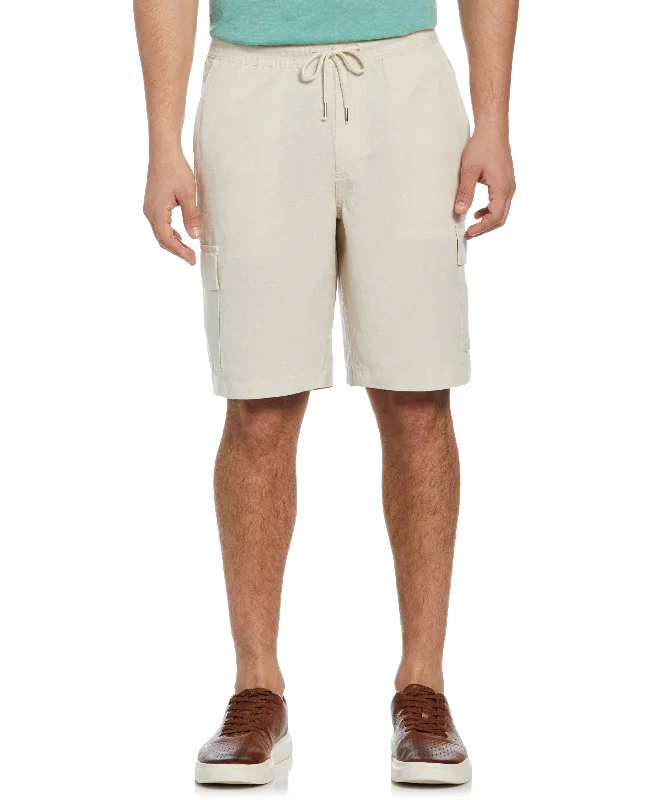 Linen Blend Pull-On Cargo Shorts