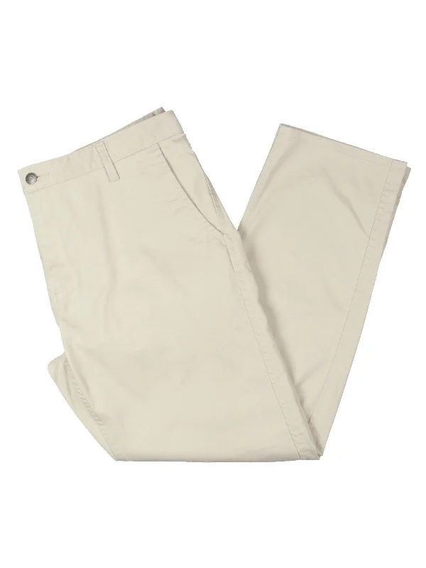 Mens Stretch Mid-Rise Khaki Pants