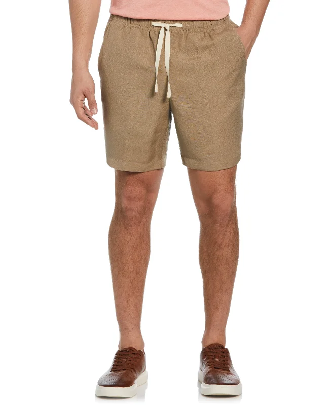 Linen-Blend Pull On Drawstring Shorts