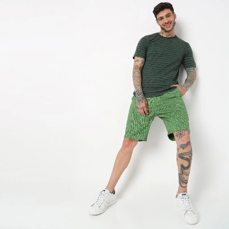 Regular Fit Solid Mid Rise Shorts