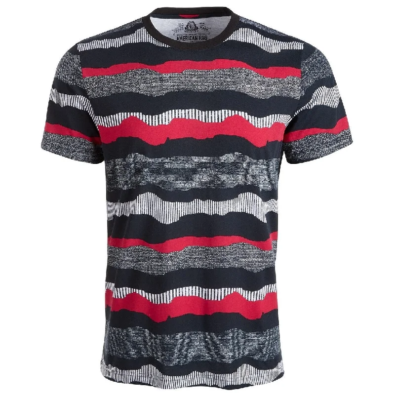 American Rag Men's Wavy Stripe Textured T-Shirt Black Size X-Large