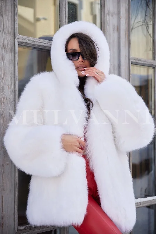 ARINA White Fox Fur Coat