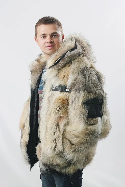 Coyote Fur Coat with Hood