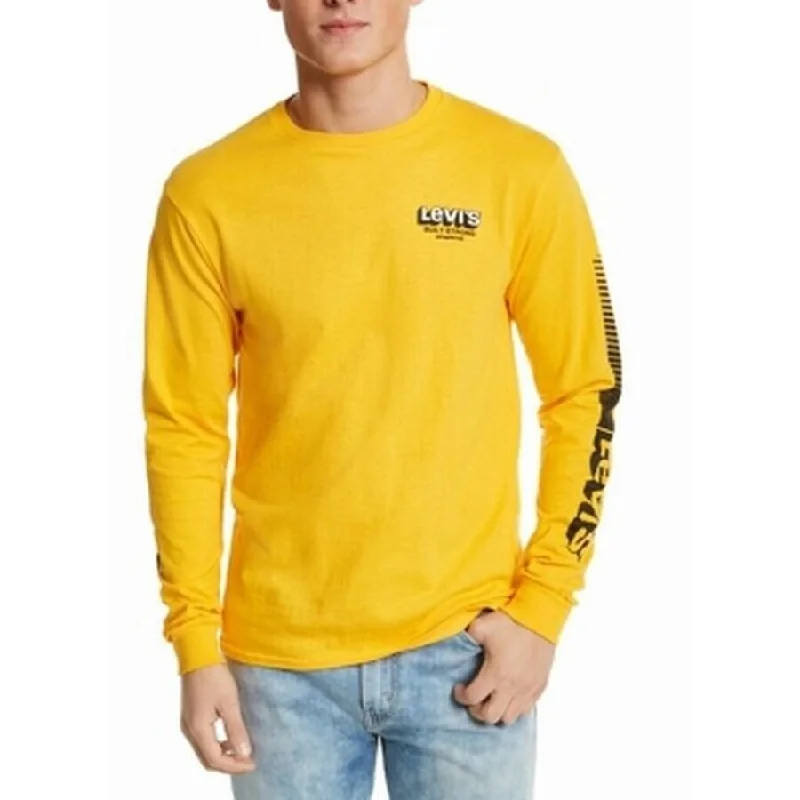 Levi's Men's Long-Sleeve Logo T-Shirt Yellow Size Large