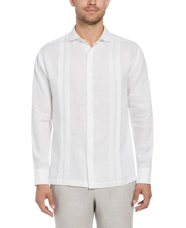 Modern Linen Multi Pintuck Guayabera Shirt