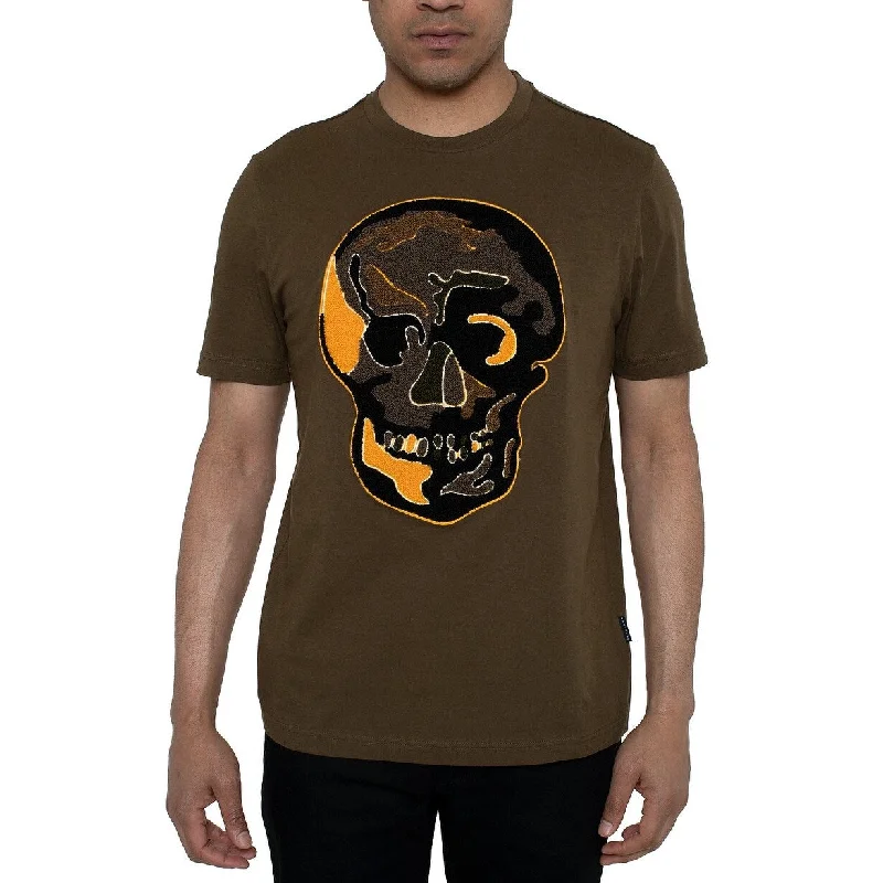 Sean John Men's Chenille Skull Graphic T-Shirt Med Brown Size 4XL