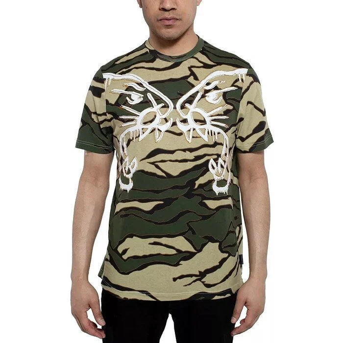 Sean John Men's Tiger Camouflage Graphic T-Shirt Green Size X-Large