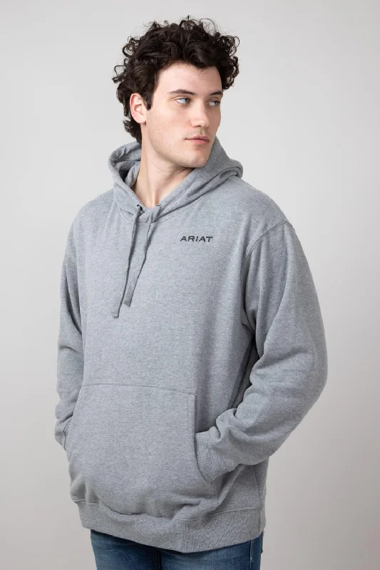 Ariat Bold Hexagon Logo Hoodie for Men in Grey Heather | 10052005-GRY