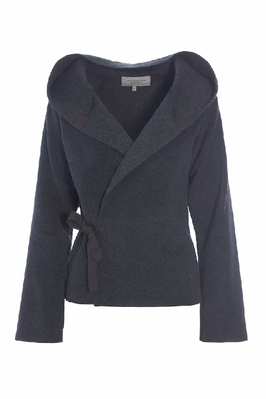 CLASSIC FLEECE WRAP CARDIGAN - 1009 - SOFT BLACK