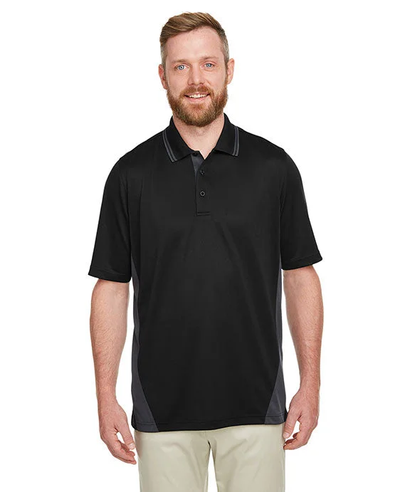 M386 - Harriton Mens Flash Snag Protection Plus IL Colorblock Polo Shirt | Black/Dark Charcoal