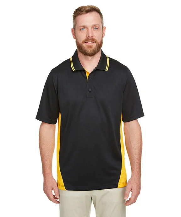 M386 - Harriton Mens Flash Snag Protection Plus IL Colorblock Polo Shirt | Black/S Yellow