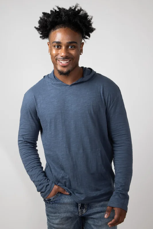 Slub Pullover Hoodie for Men in Indigo | 8705-INDIGO