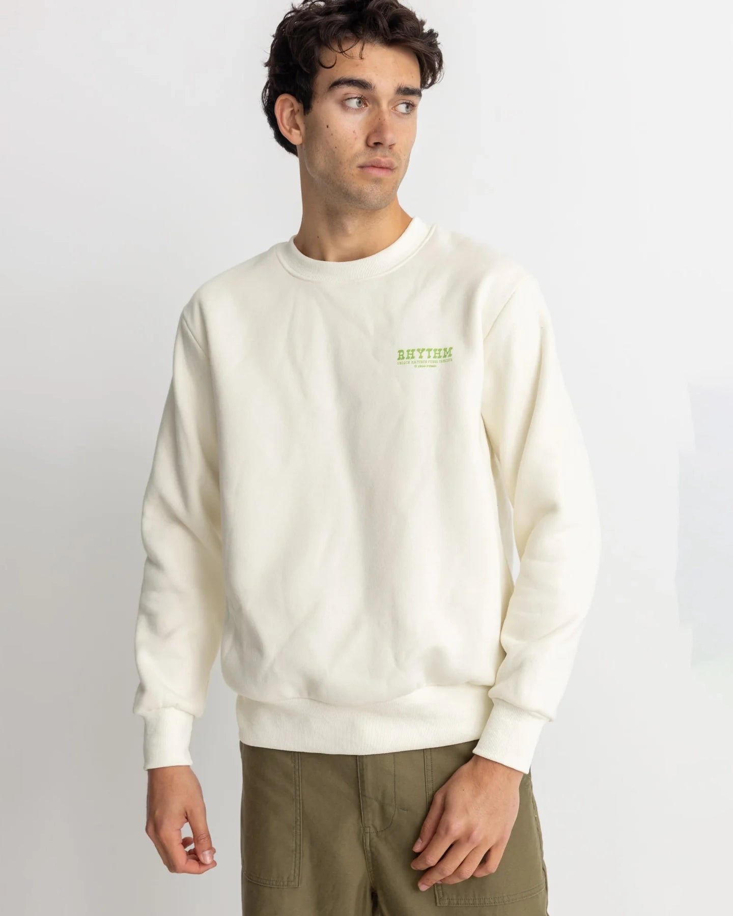 Fungi Fleece Crew Sweatshirt in Vintage White