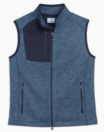 Southern Tide Men's Lido Deck Heather Fleece Vest - Heather Navy