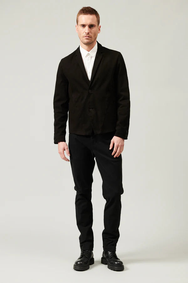 Stretch cotton and wool regular fit jacket - Black