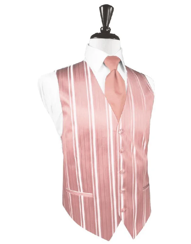 Coral Striped Satin Tuxedo Vest