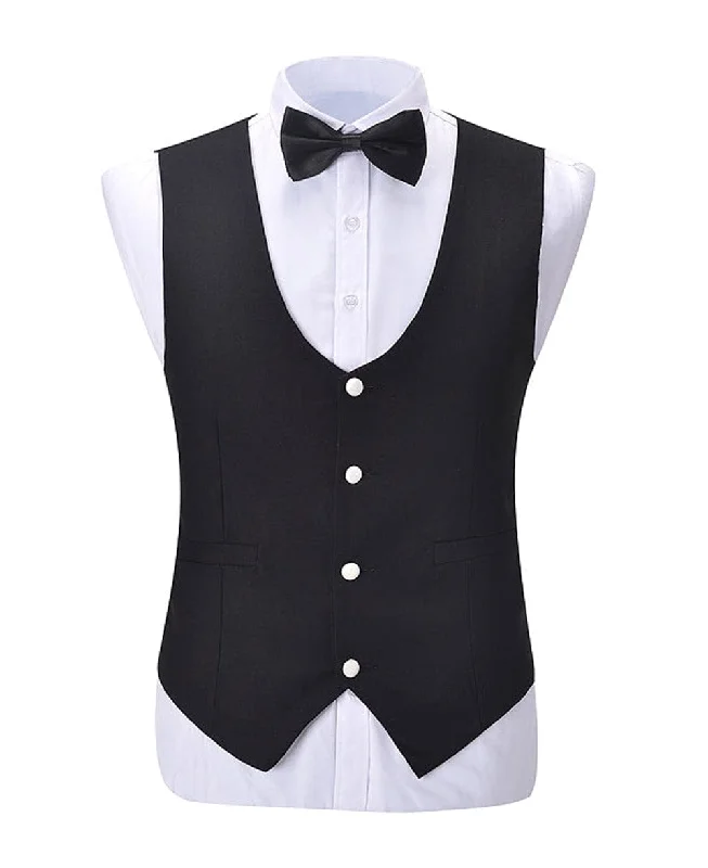 Formal Men's Suit Vest Flat U Neck Waistcoat