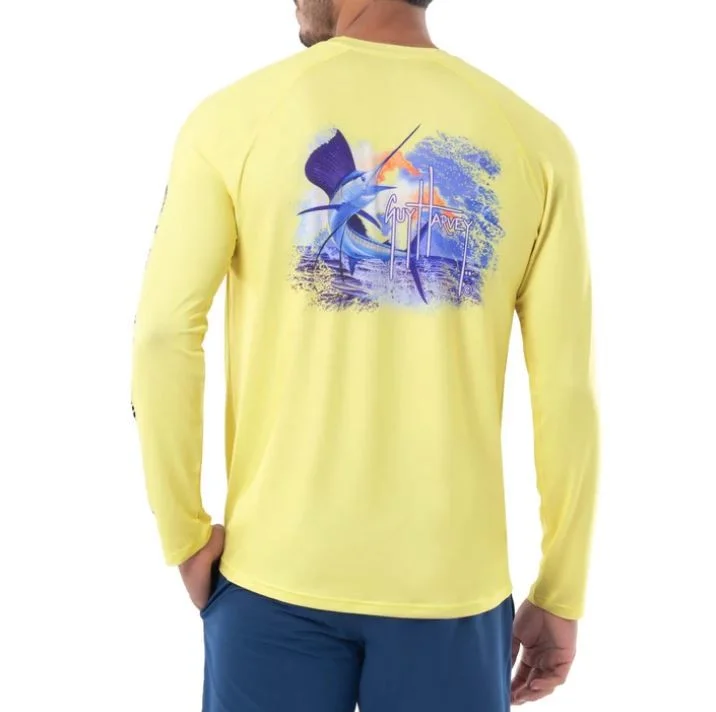 Guy Harvey Long Sleeve T-Shirt Performance Raglan Sun Protect