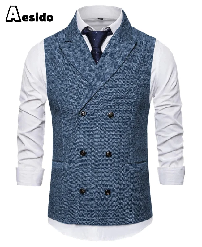 Men's Vest Double Breasted Peak Lapel Waistcoat