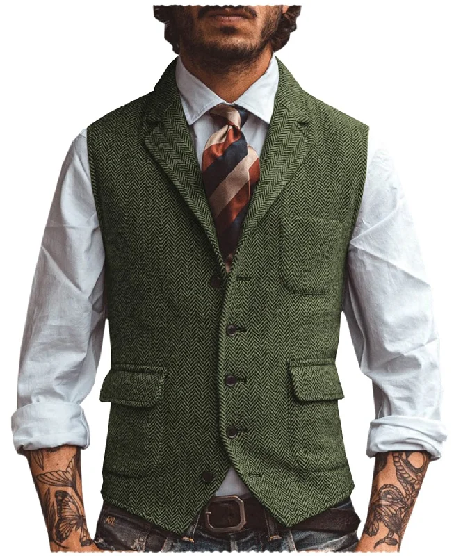 Men's Vest Notch Lapel Single Breasted Waistcoat