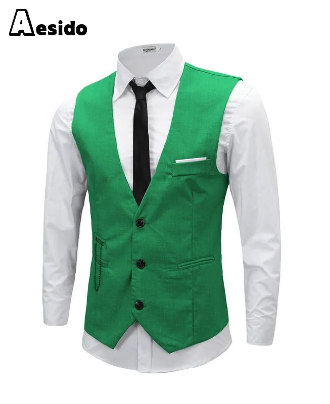 Men's Vest Single Breasted V Neck Waistcoat