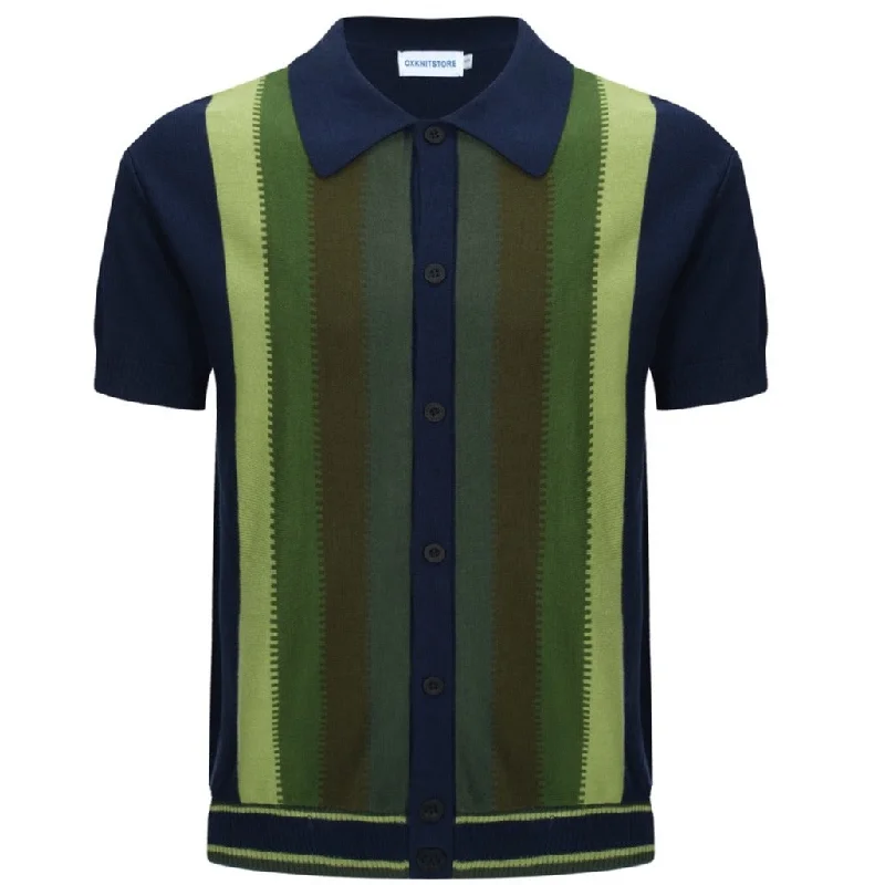 Men's Dark Blue Polo With Green Gradient