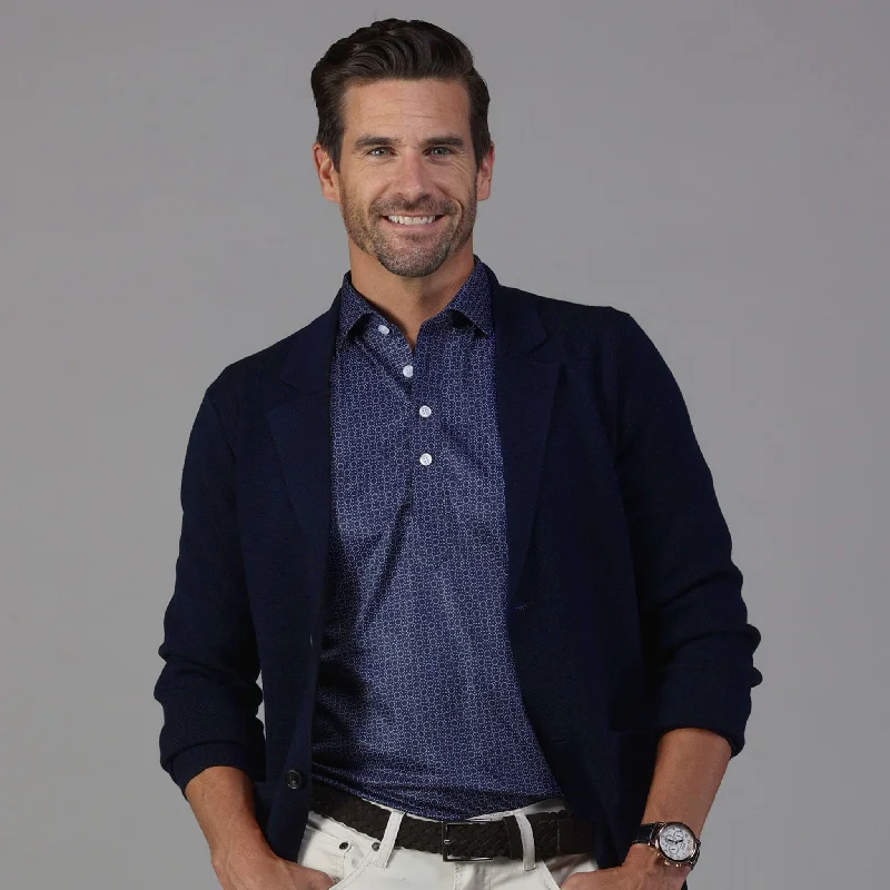 The Milano Deconstructed Knit Swazer - Navy Merino Blend Sweater Blazer